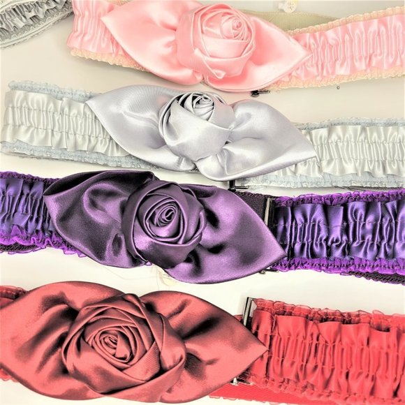 Purple Fabric Rosette Stretchy Frilly Women's Belt - Picture 12 of 14